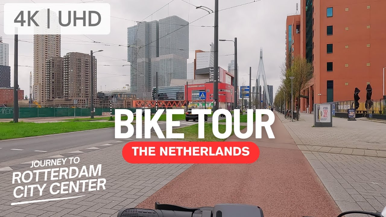 Cycling in The Netherlands: Journey to Rotterdam's City Center in 4K
