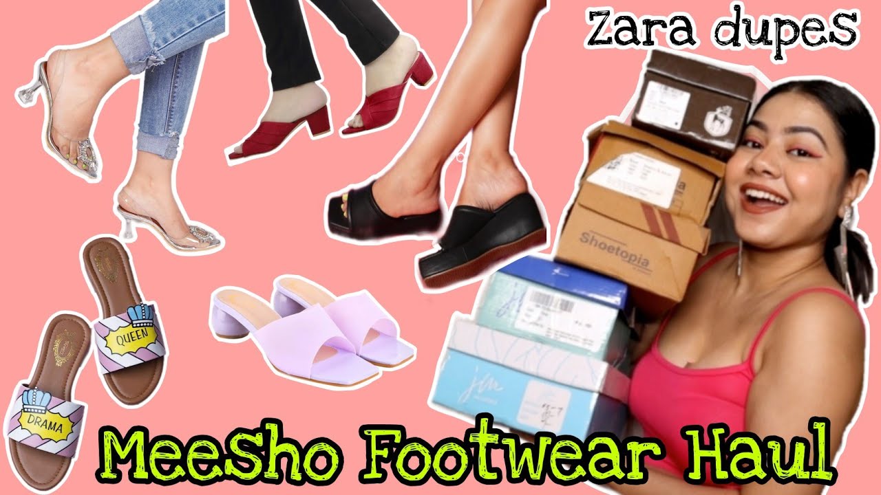 Trendy Meesho Footwear Haul 2023| ZARA DUPES| Heels, Wedges & Flats| Beauty Cuddle