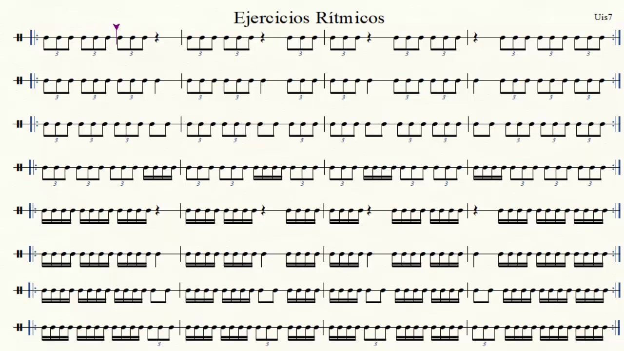 Ejercicio de lectura rítmica - Negras,Corcheas,Tresillos,Semicorcheas- 2/2