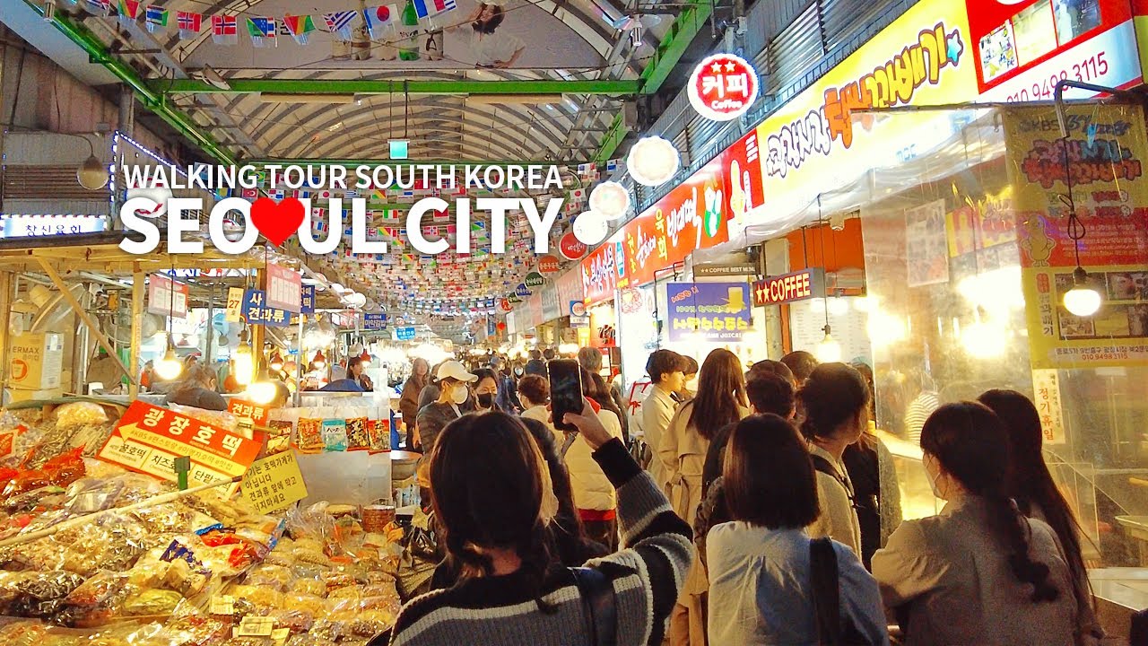 [4K] 가을저녁 서울 도심 종로거리 걷기 Seoul Evening Walk, Jongno Street & Gwangjang Market, South Korea, Travel
