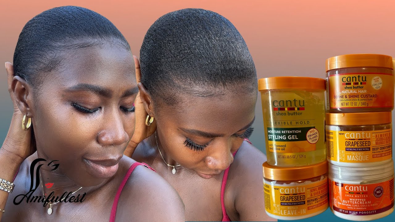 How To: Moisturizing & Style Your Hair With Cantu Shea Butter Hair Product /  Sleek Back Tutorial