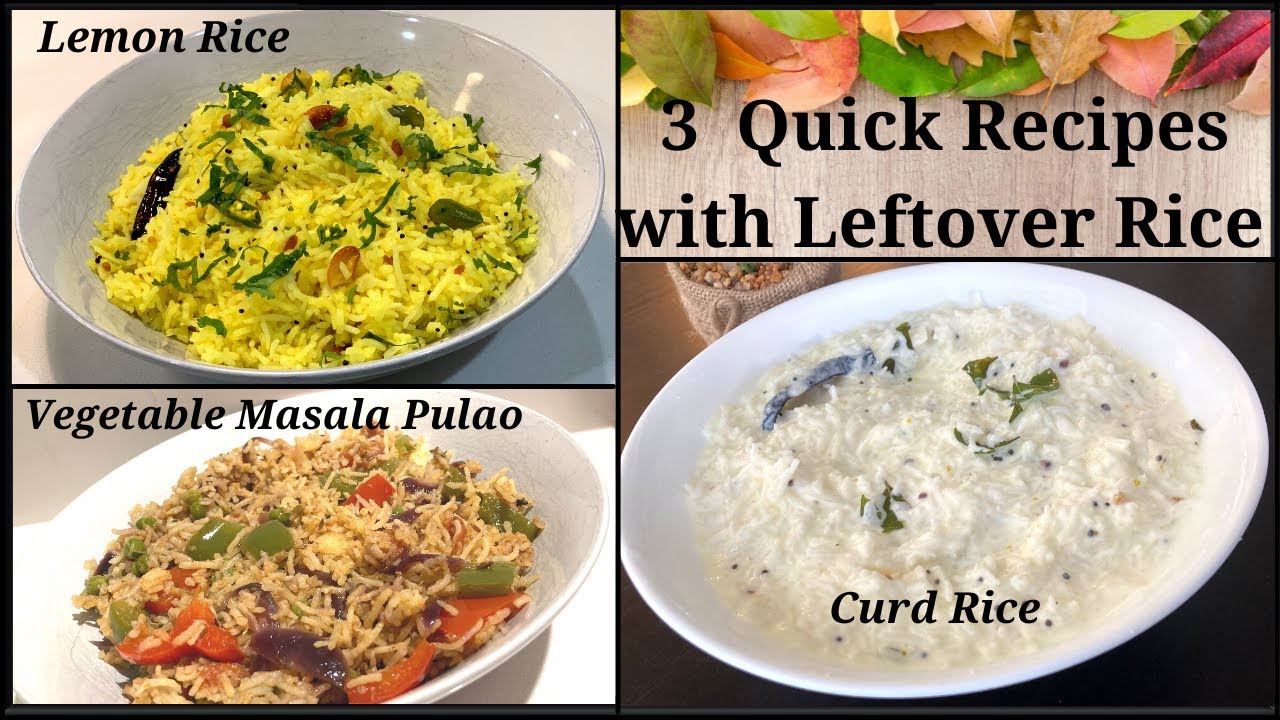 3 Easy Indian Recipes in Hindi with leftover White Rice - Quick & Healthy