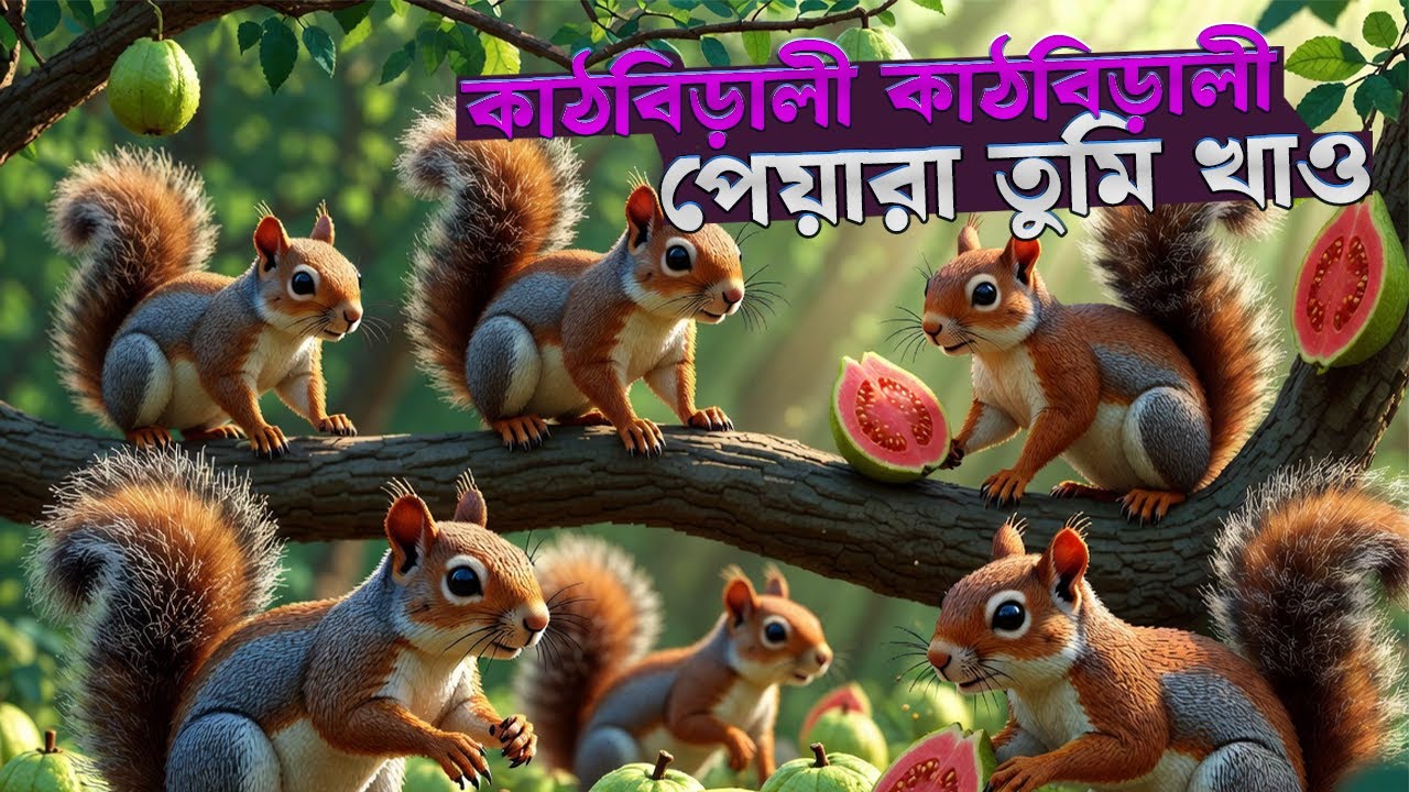 কাঠ বিড়ালী কাঠ বিড়ালী। , Kath Birali Kath Birali   Bangla Cartoon  IZ.Teyaniz বাংলা ছড়া.