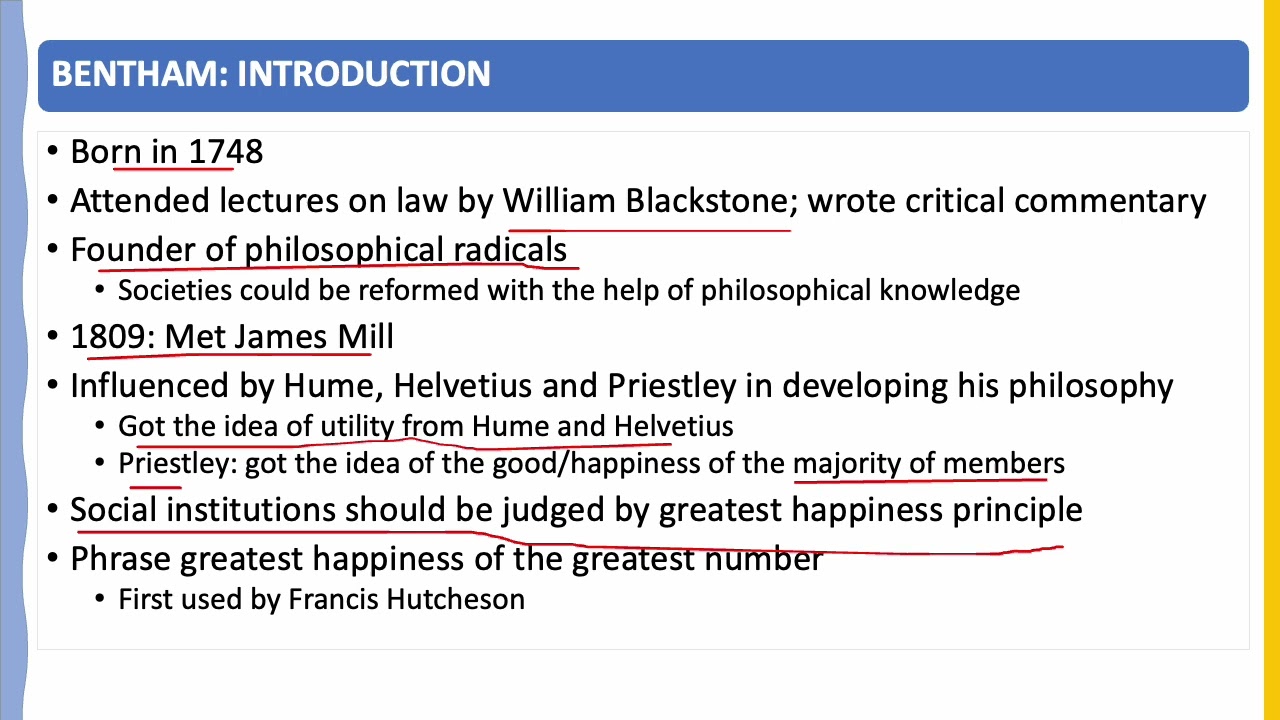 Political philosophy of JEREMY BENTHAM PART I
