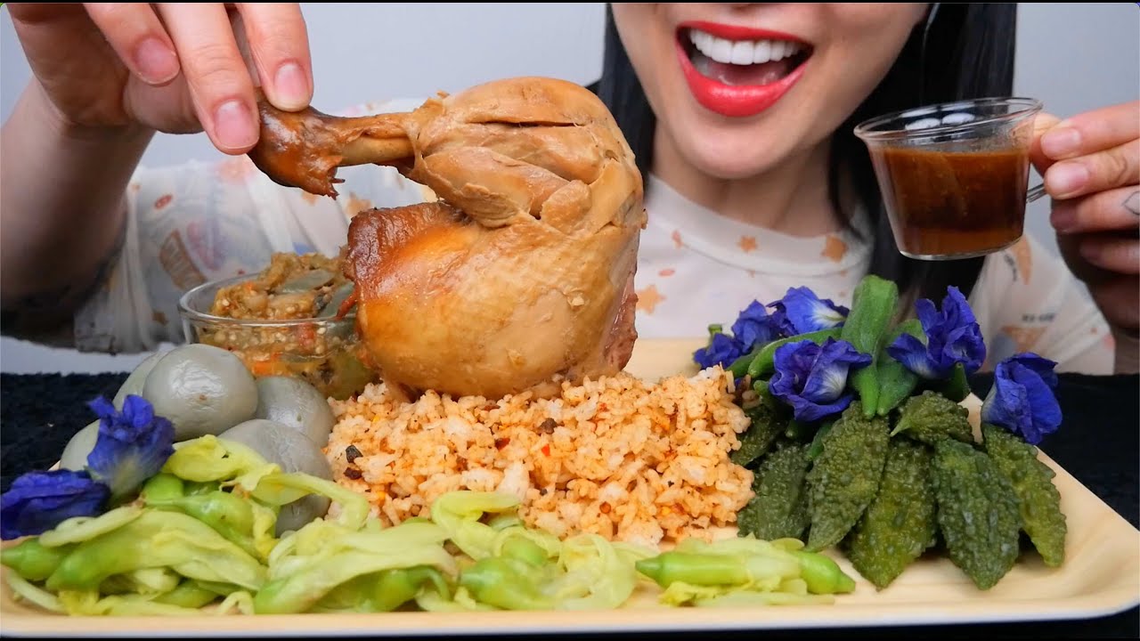 DELICIOUS MARINATED STEAMED CHICKEN + VEGGIES (ASMR EATING SOUNDS) NO TALKING | SAS-ASMR