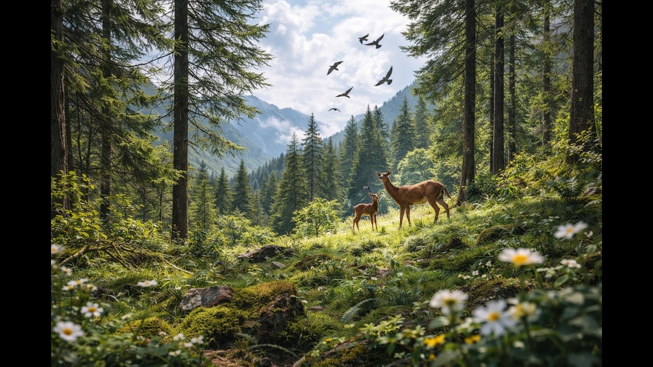Mountain forrest sounds (dark screen) - for relaxing or sleeping
