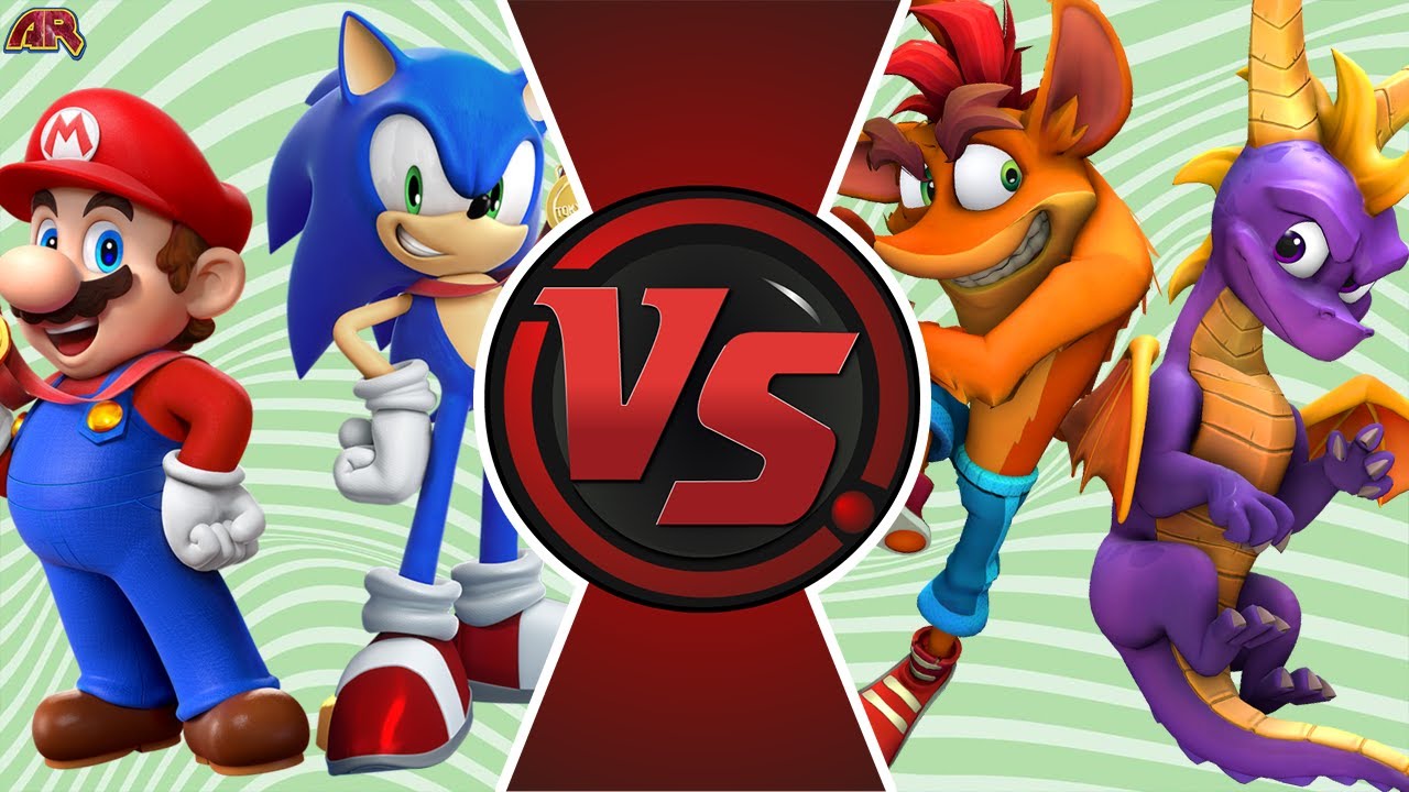 MARIO and SONIC vs CRASH and SPYRO! Cartoon Fight Club!