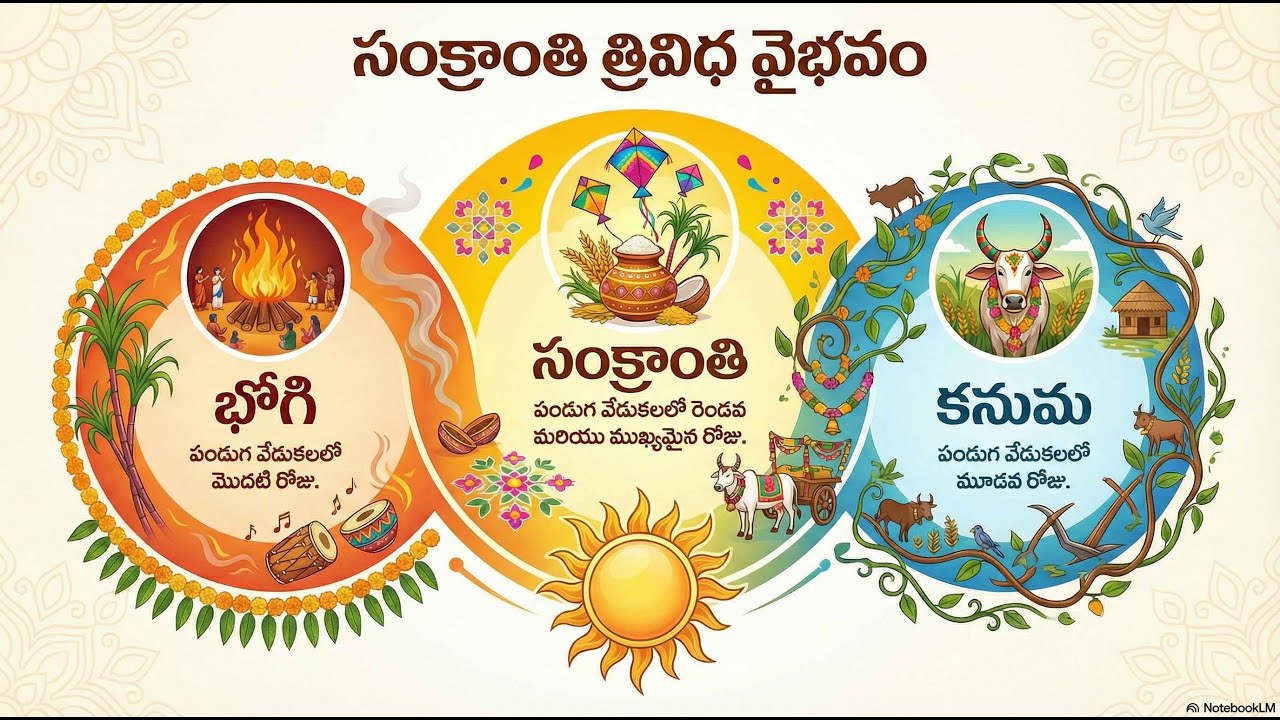 భోగి, సంక్రాంతి, కనుమ పండుగ యొక్క విశేషత ఏమిటి - 
