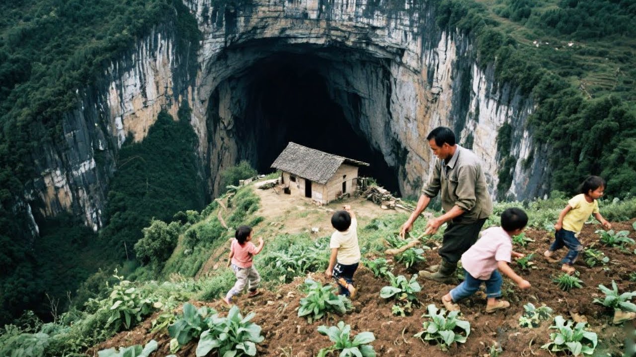 探访贵州惠水深山里的独户人家，居住在大山之巅的凹槽地带，周围被悬崖峭壁包围很有安全感【乡村阿泰】