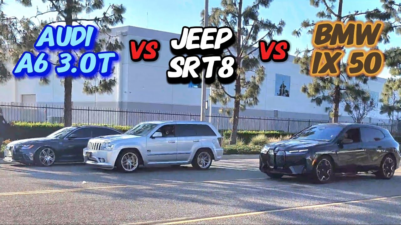 BMW IX50 vs JEEP SRT8 vs Audi A6 3.0T Drag Race 🏁
