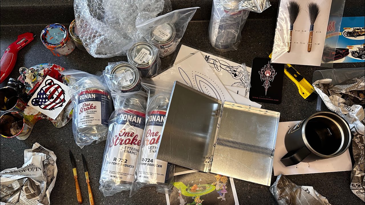 Mack Brush Company unboxing. Ronan Pinstriping starter kit first looks. Str8lines coach liner brush