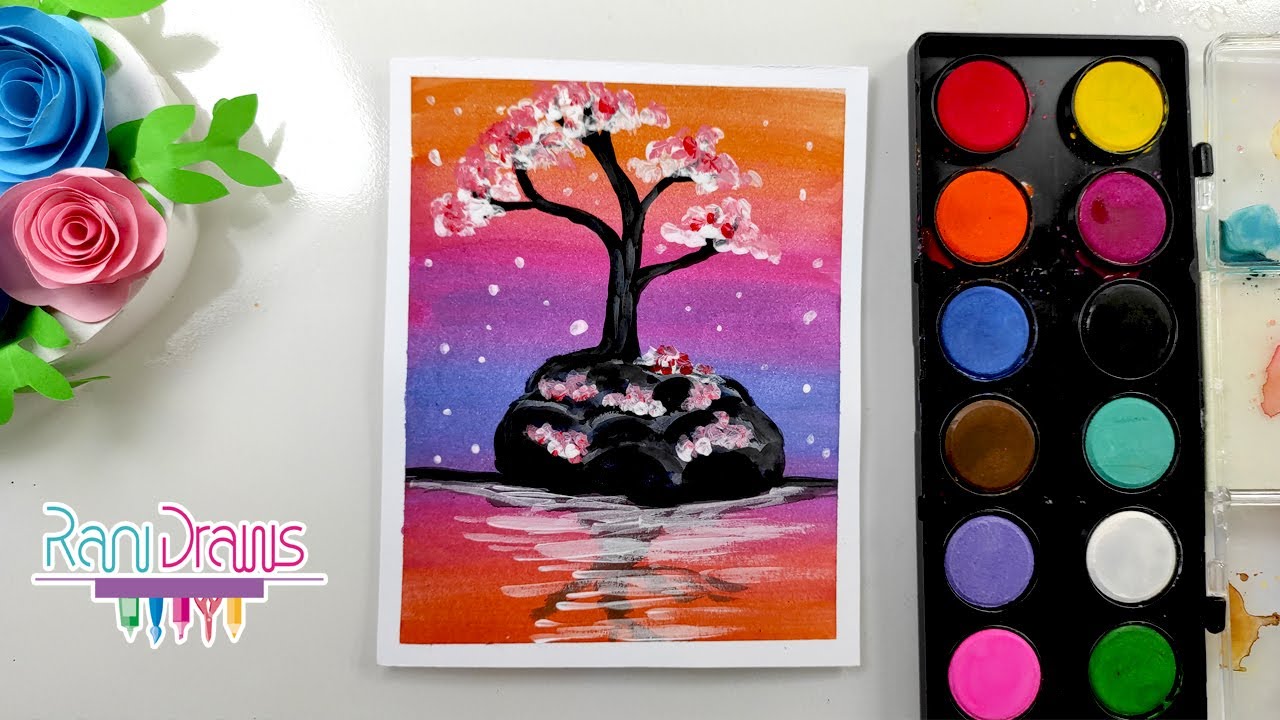 Cómo dibujar un PAISAJE FÁCIL CON ACUARELA - ideas de dibujos con acuarela