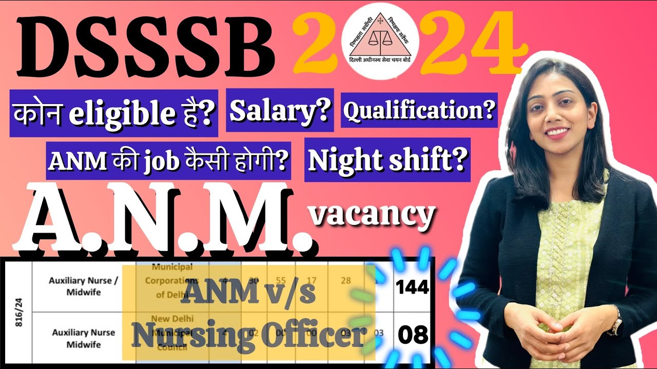 DSSSB 2024 ANM vacancy out 📣 Eligibility, SALARY & ANM duty explained✅