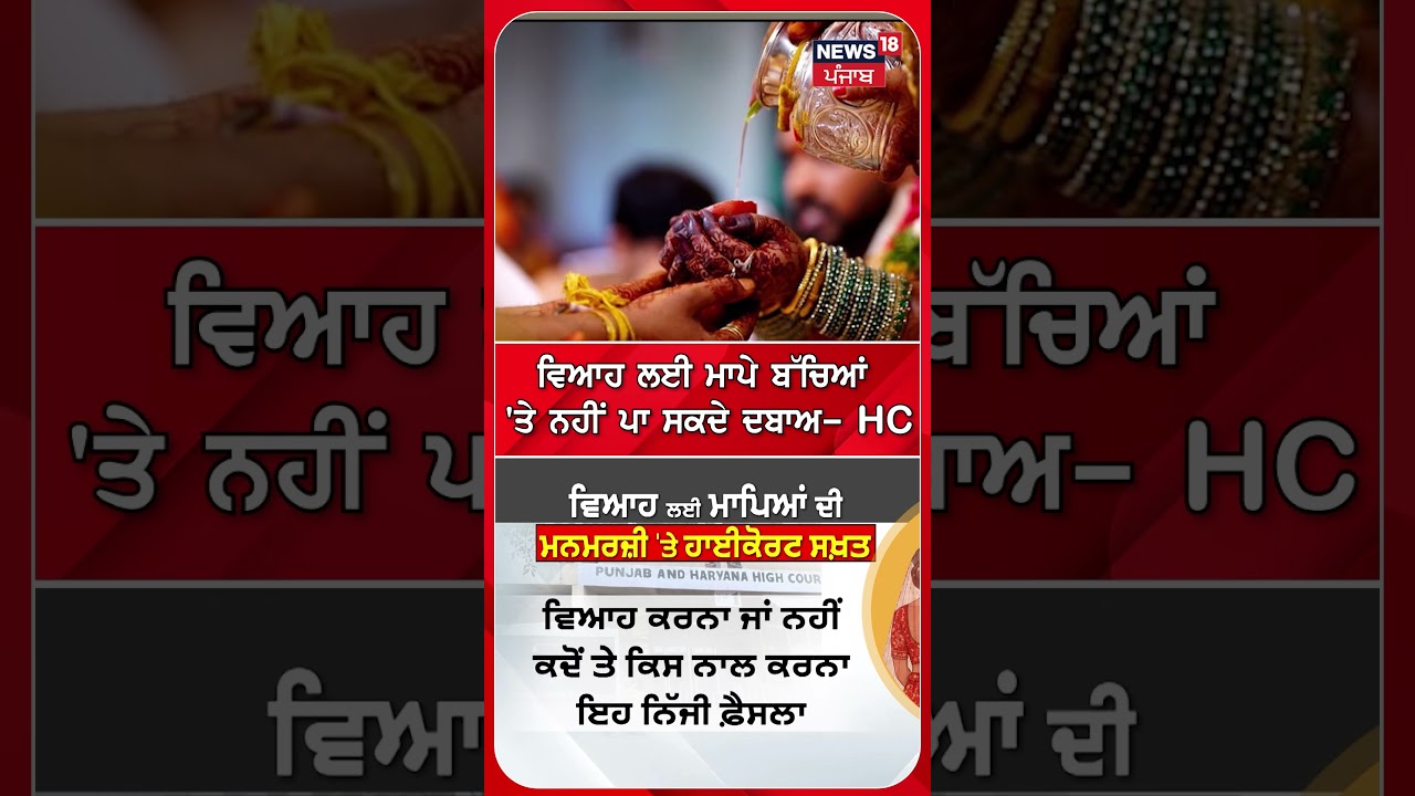 ਵਿਆਹ ਲਈ ਮਾਪੇ ਬੱਚਿਆਂ 'ਤੇ ਨਹੀਂ ਪਾ ਸਕਦੇ ਦਬਾਅ- HC shorts |N18S