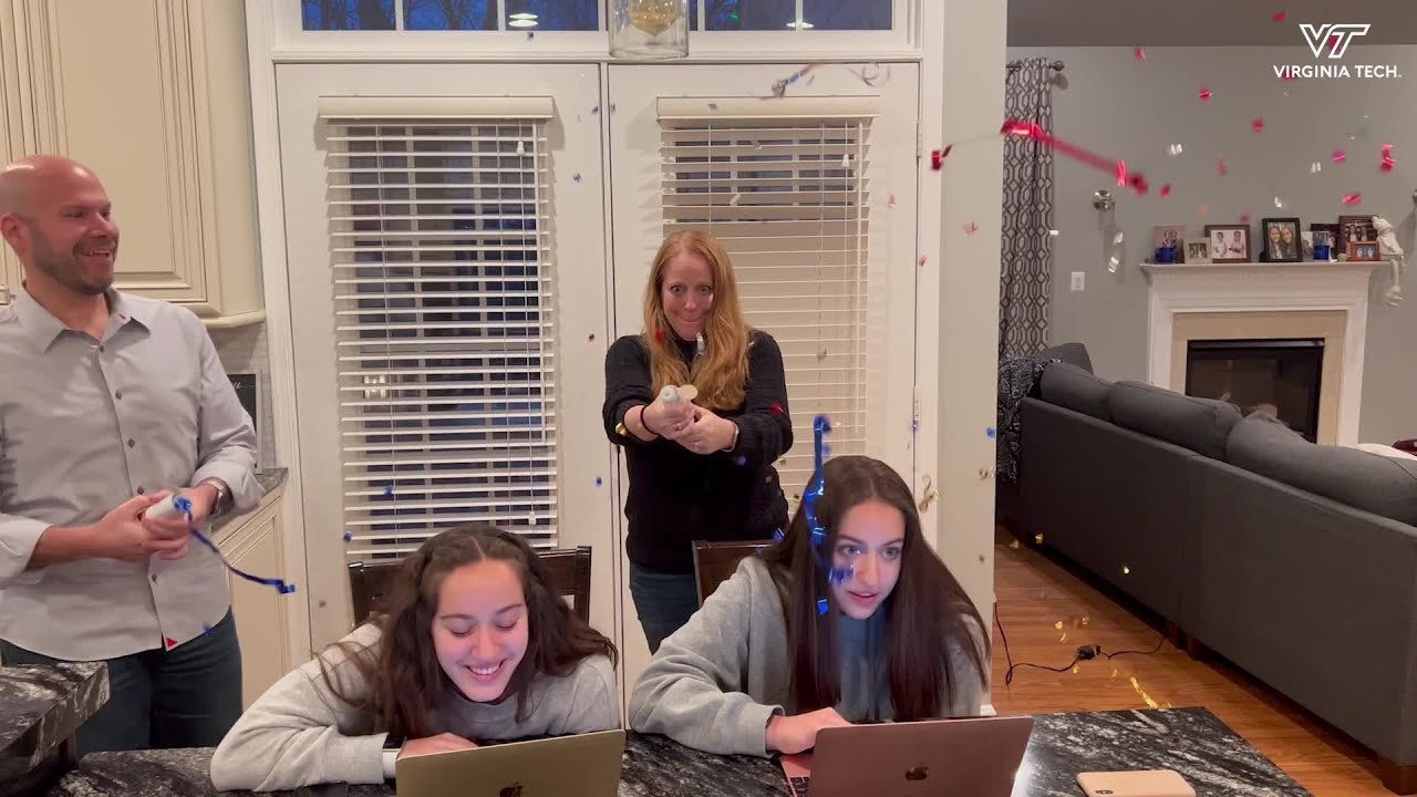 Reaction to Virginia Tech acceptance caught on camera