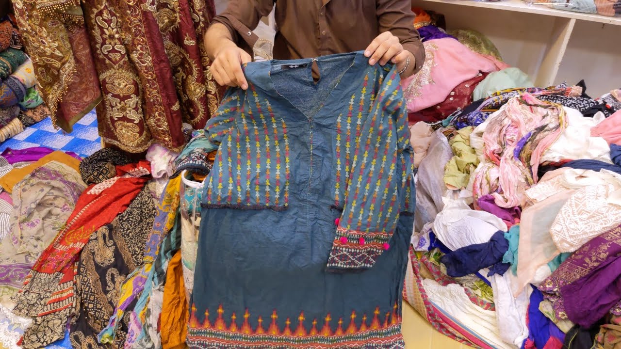 Ladies Cotton 3 Piece Suit London Ka Stock Light House Lunda Market Karachi Recycle Cloth 