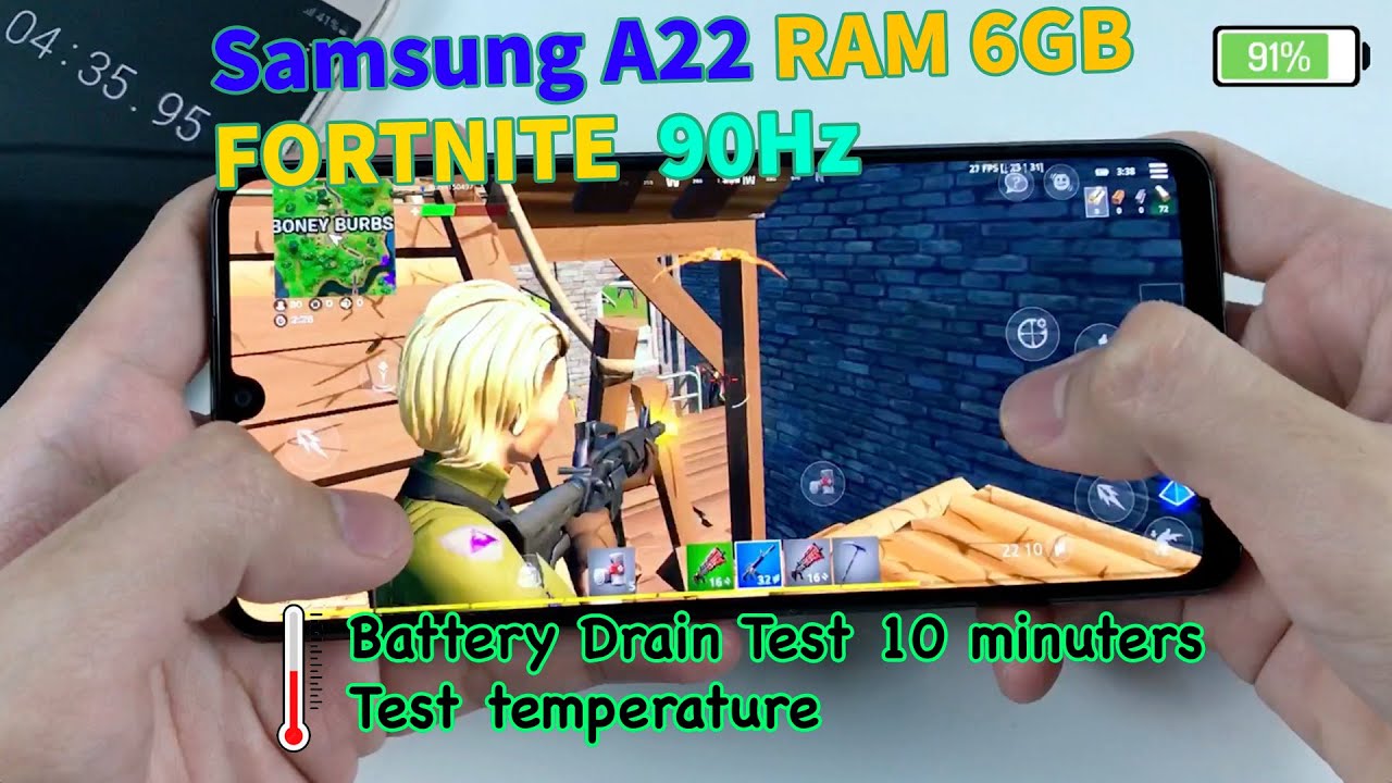 Samsung Galaxy A22 Fortnite Gameplay | Helio G80, 6GB, 90Hz