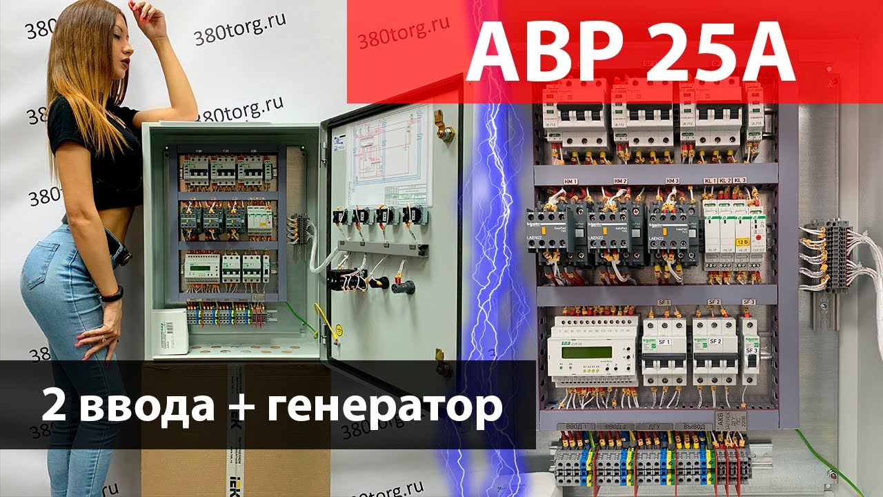 Щит АВР 25А - 2 ввода + генератор. Тест АВР