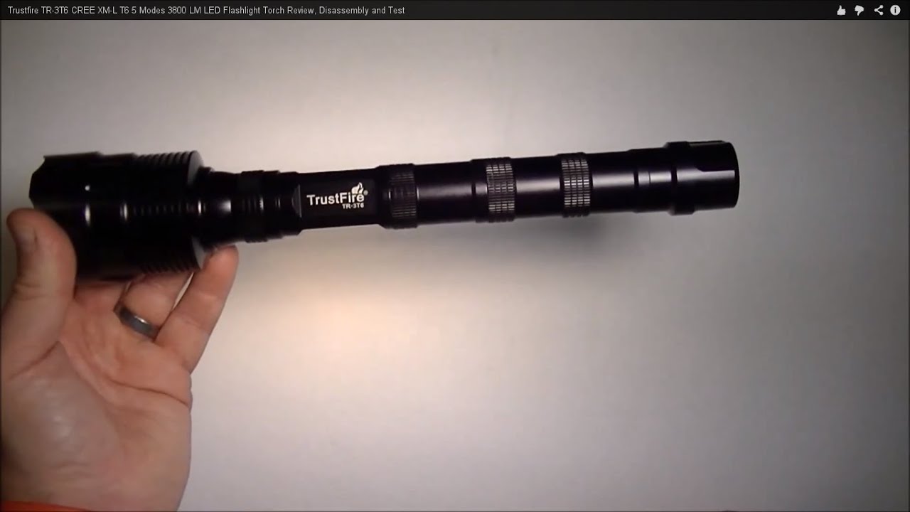 Trustfire TR-3T6 CREE XM-L T6 5 Modes 3800 LM LED Flashlight Torch Review, Disassembly and Test