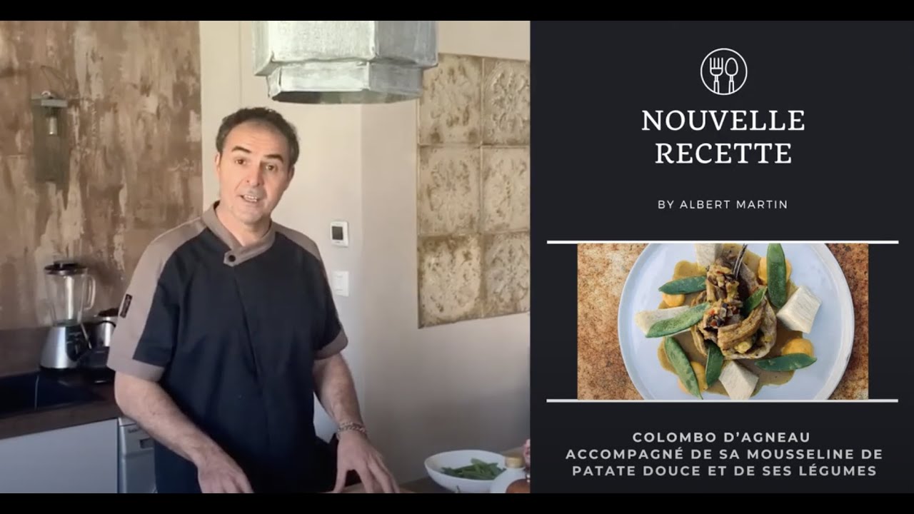Recette : Colombo d’agneau accompagné de sa mousseline de patate douce et de ses légumes