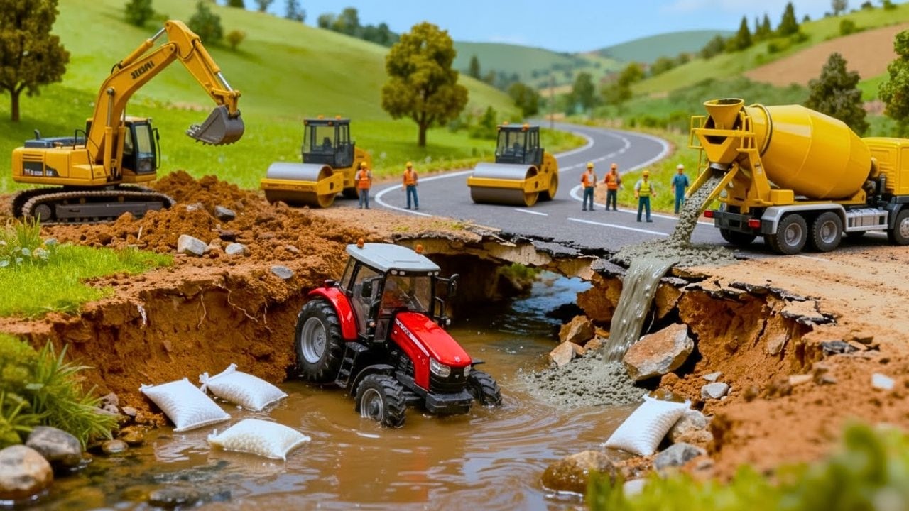 Miniature Rescue Farmer Tractor 🌧️🚜 Repairing the Farm Road After the Storm