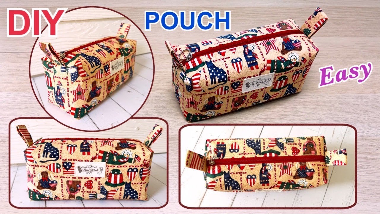 How to Make Pouch Bag | Easy Diy Cosmetic Bag Sewing Tutorial | วิธีทำกระเป๋าใส่เครื่องสำอางค์ |