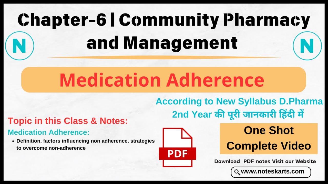 Chapter-6 | Community Pharmacy and Management | Medication Adherence | Noteskarts