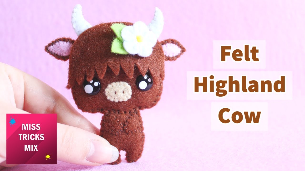 DIY: Cute Felt Highland Cow | Kawaii Crafts.