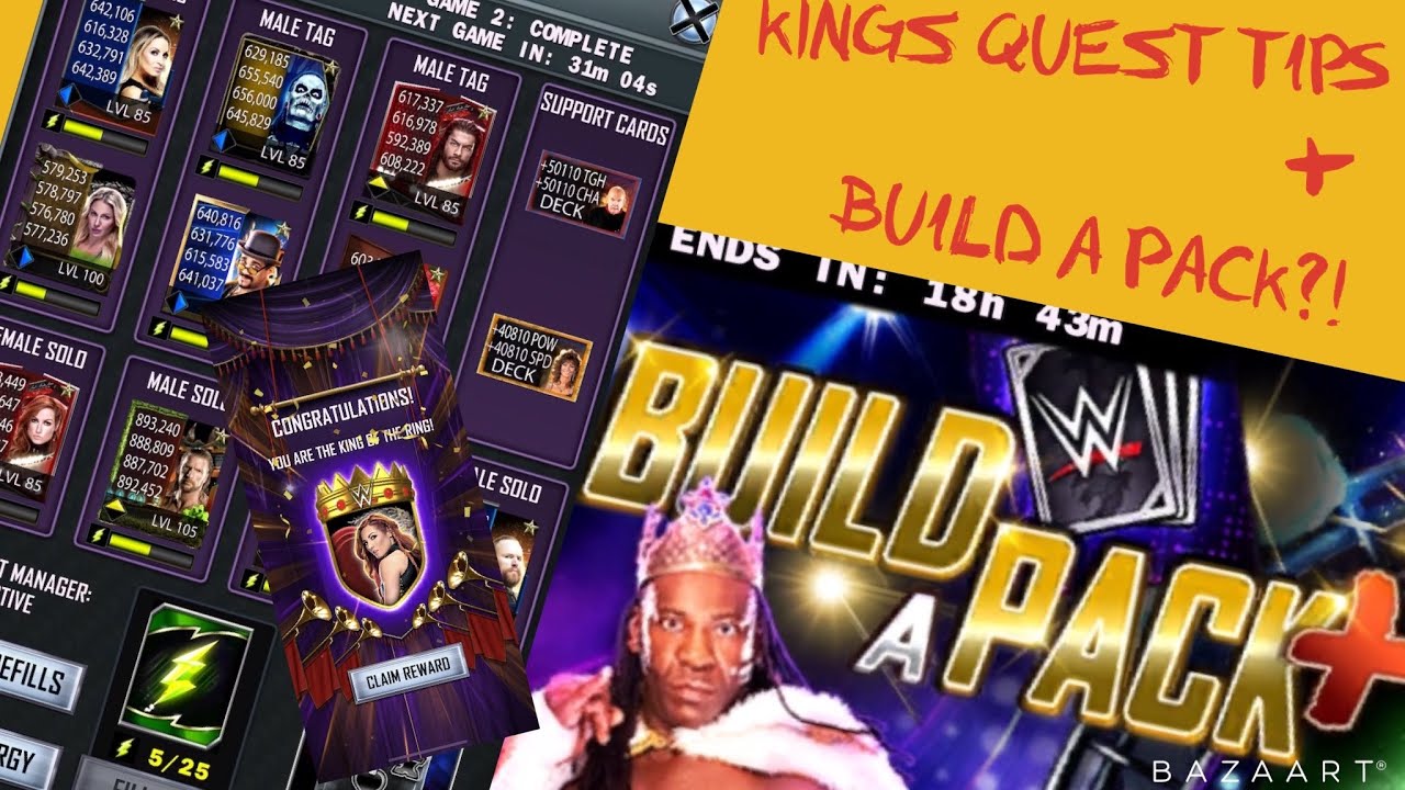 WWE SuperCard - Kings Quest Tips and Tricks + Build a Pack?!