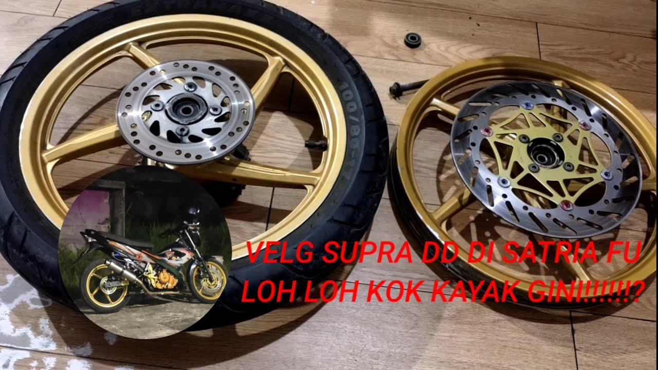 PART 1.pelek/velg supra 125 DD, pasang ke satria fu 150,cuman rubah sedikit saja, mirip RCB !!!!!!!!