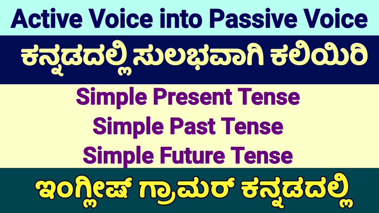 ACTIVE VOICE INTO PASSIVE VOICE KANNADA ENGLISH GRAMMAR IN KANNADA ಕನ್ನಡದಲ್ಲಿ ವಿವರಣೆ