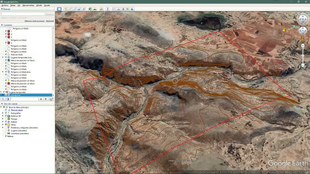 Cargar curvas de nivel en Google Earth