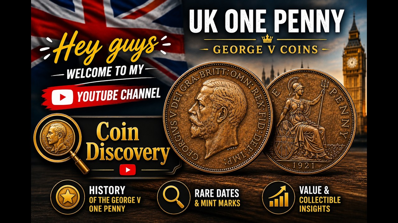 UK One penny George Coin History, Ancient Coins,Treasures of History,Coins Discovery, Ancient Coins.