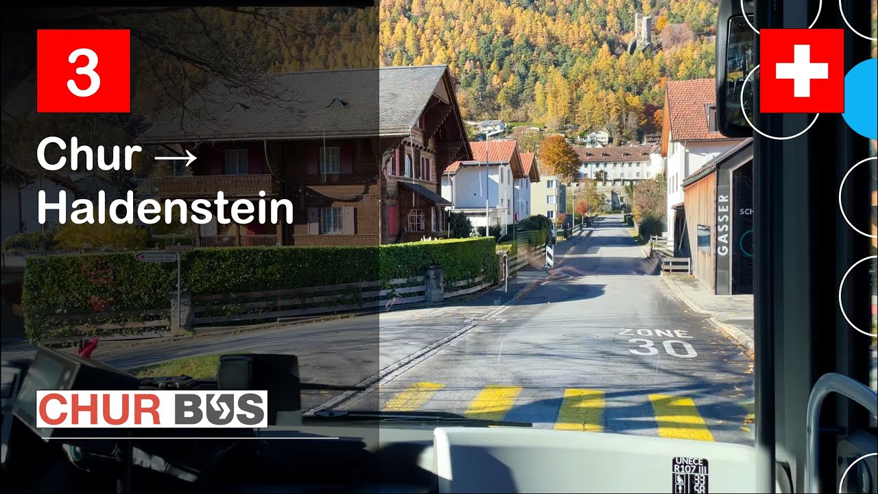 [4K] 🇨🇭 Cab Ride: CHUR BUS | 3: Chur → Haldenstein | MAN Lion's City 12 C Hybrid