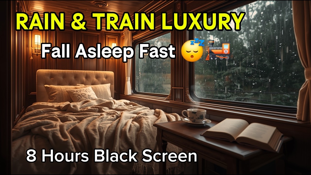 Rain and Train Sounds for Sleeping • Cozy Night Journey • 8 Hours Black Screen💤🌧️🚂