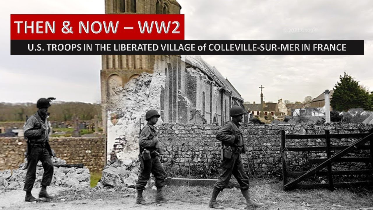 U S  TROOPS IN THE LIBERATED VILLAGE of COLLEVILLE SUR MER IN FRANCE