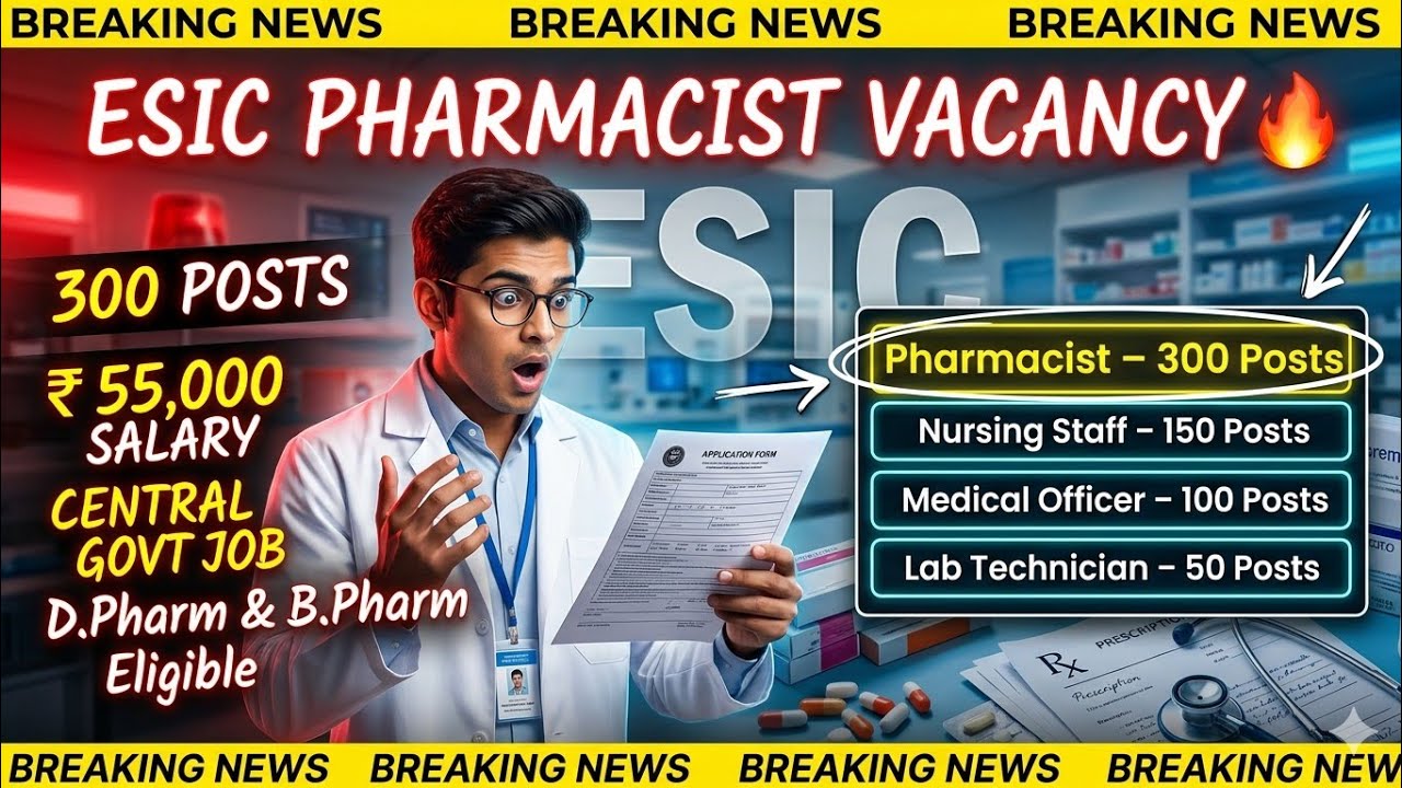 ESIC Pharmacist Recruitment 2026 🔥 300+ Vacancies | Salary ₹55,000 | Complete Syllabus & Strategy
