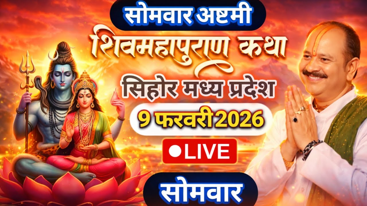 LIVE 🔴 सोमारी अष्टमी शिव महापुराण कथा पूज्य गुरु पंडित प्रदीप मिश्रा जी सीहोर मध्य प्रदेश 🙏
