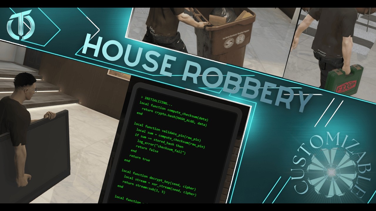 FiveM House Robbery Script | QB-Core QBX ESX | Advanced Stealth & Hack System | 0tick