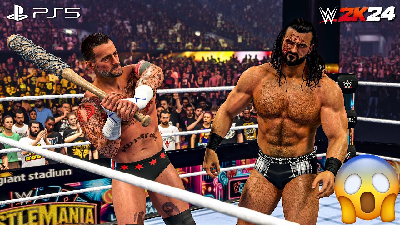 WWE 2K24 — CM Punk против Дрю Макинтайра — матч без правил на WrestleMania 41 | PS5™ [4K60]