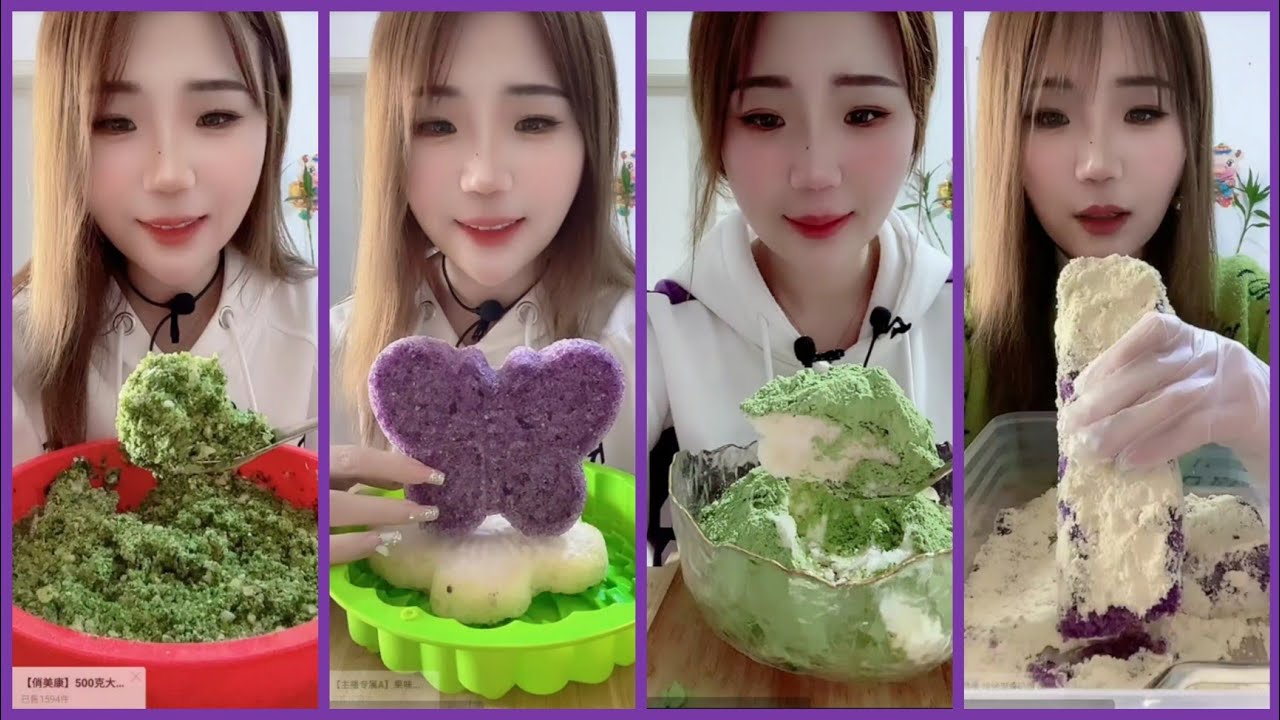 ASMR REFROZEN SHAVED ICE EATING WITH MATCHA AND MILK POWDER