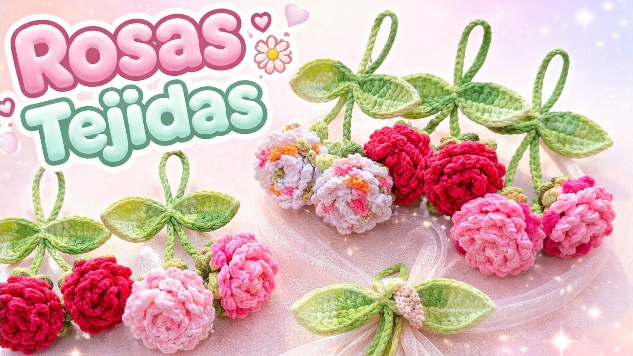 Como hacer llavero de ROSAS a Crochet fácil para principiantes 