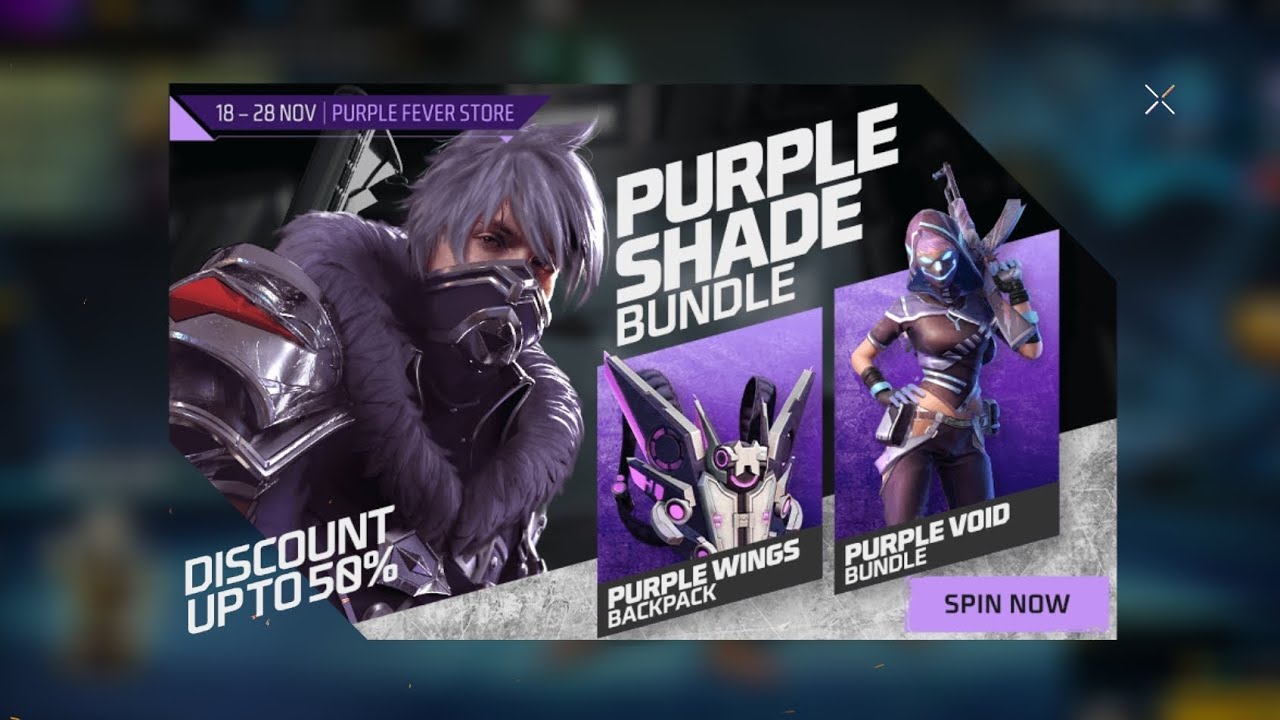 Purple Shade Bundle Return Spin Free Fire | New Purple Ferver Store Spin | FREE FIRE NEW EVENT