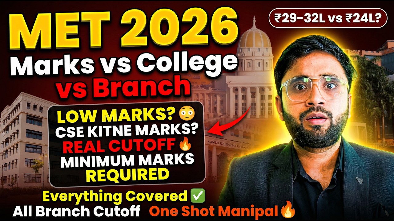 MET 2026 Manipal 🔥 Marks vs College vs Branch | CSE Cutoff + Minimum Marks Required
