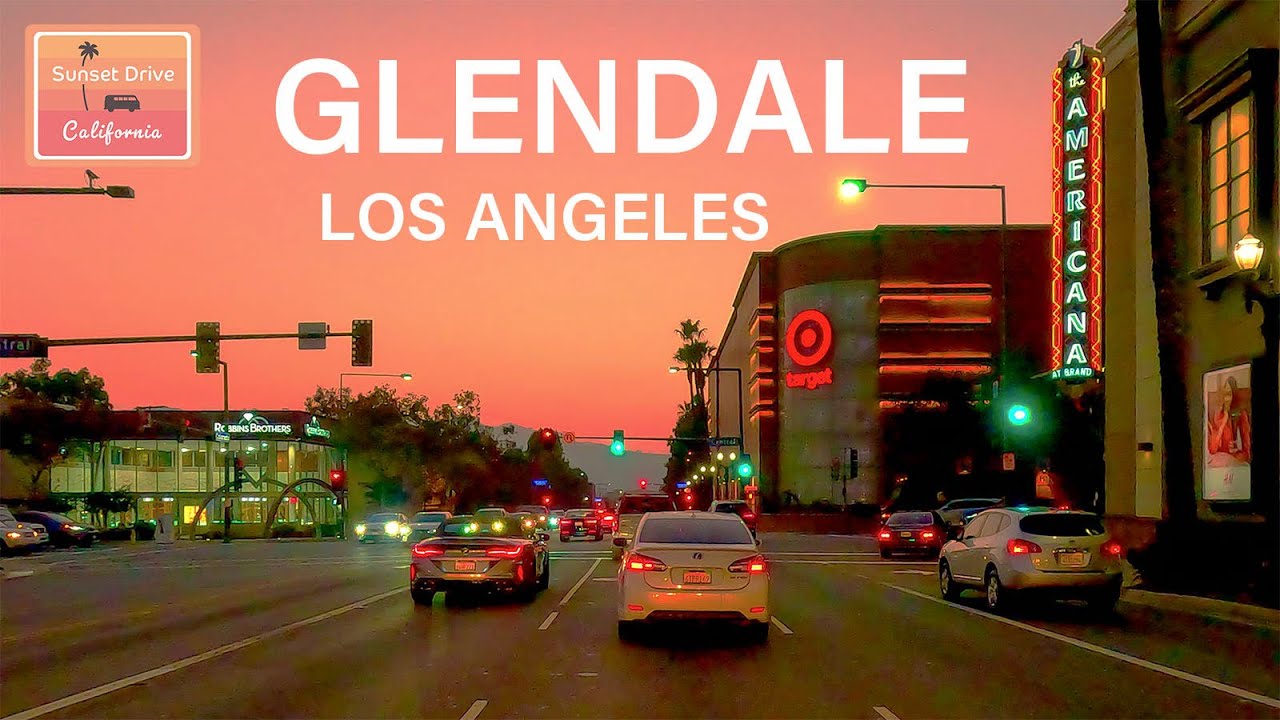 Driving Downtown Glendale at Sunset Los Angeles California | Relaxing Soothing | HDR 60fps