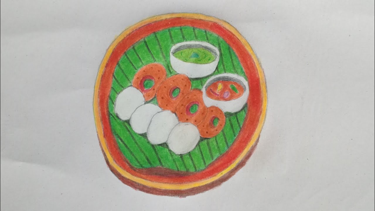 How to draw idli/How to draw Idli,Vada drawing/easy Idli drawing/south indian breakfast drawing/idli