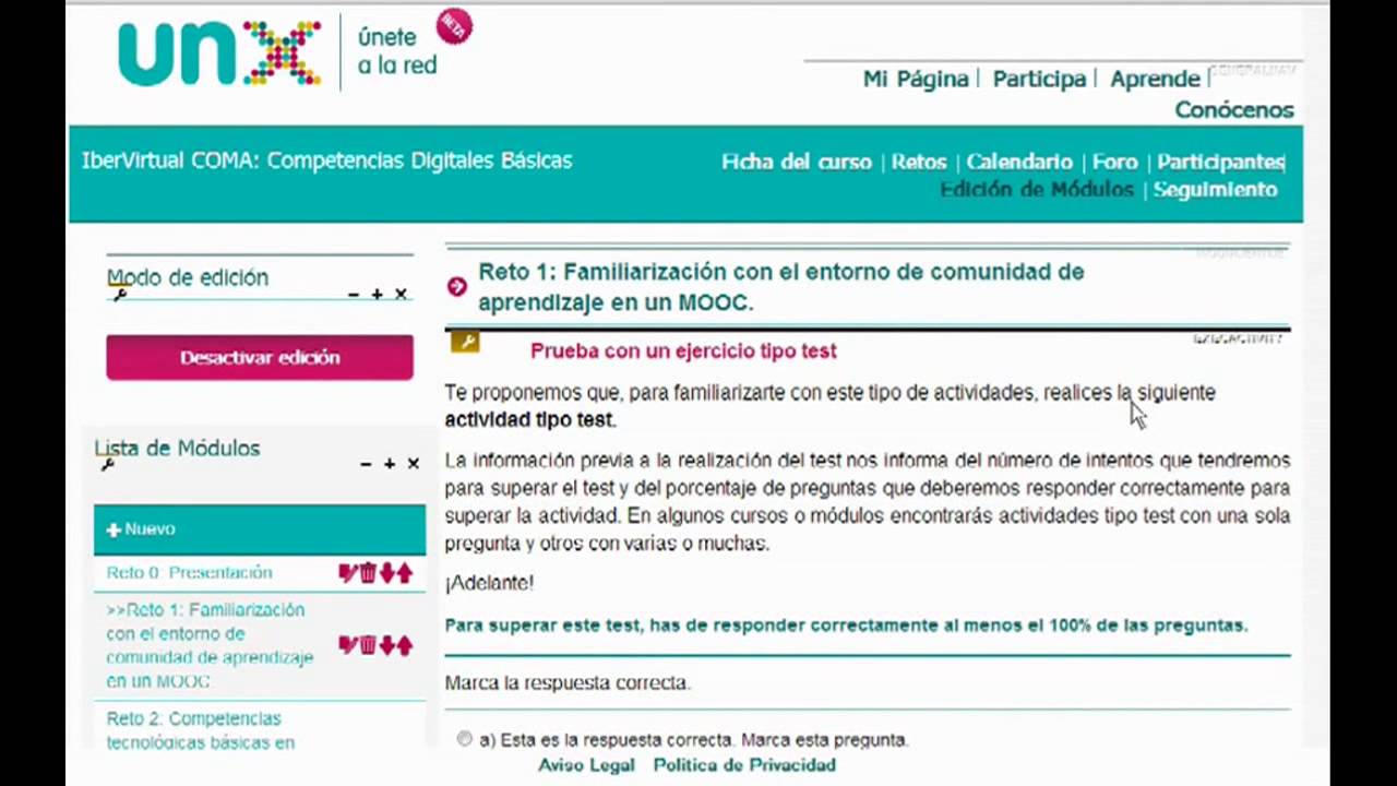 Prueba con un ejercicio tipo Test