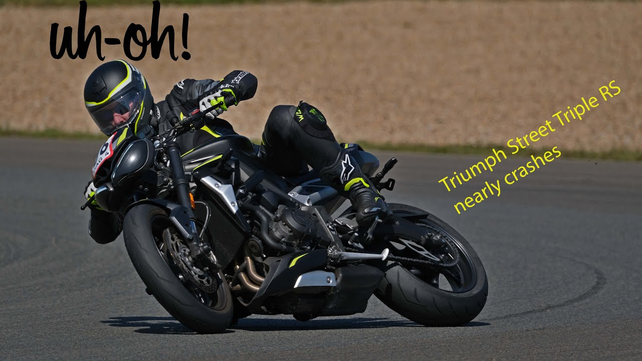 TRIUMPH STREET TRIPLE RS @ CIRCUIT JULES TACHENY (METTET-BE) NEARLY CRASHES