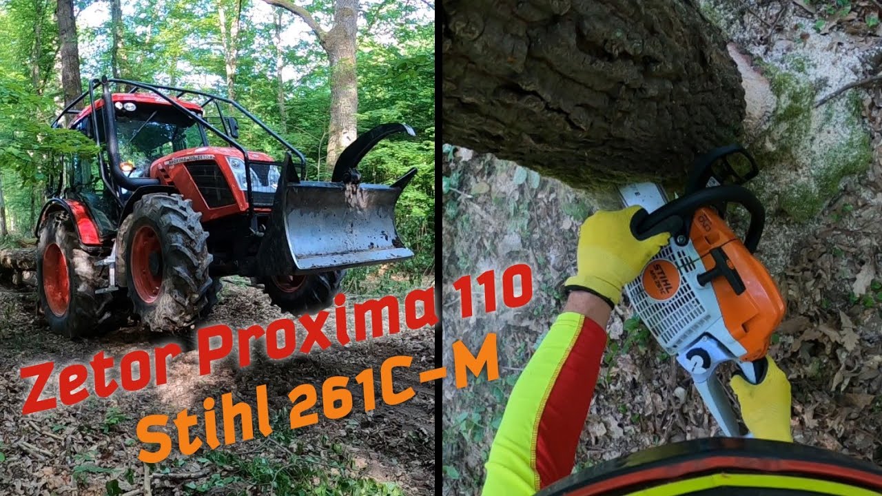 Лесозаготовка Stihl ms 261 CM, Trakror Zetor Proxima 110 plus, Amles, Работа в лесу