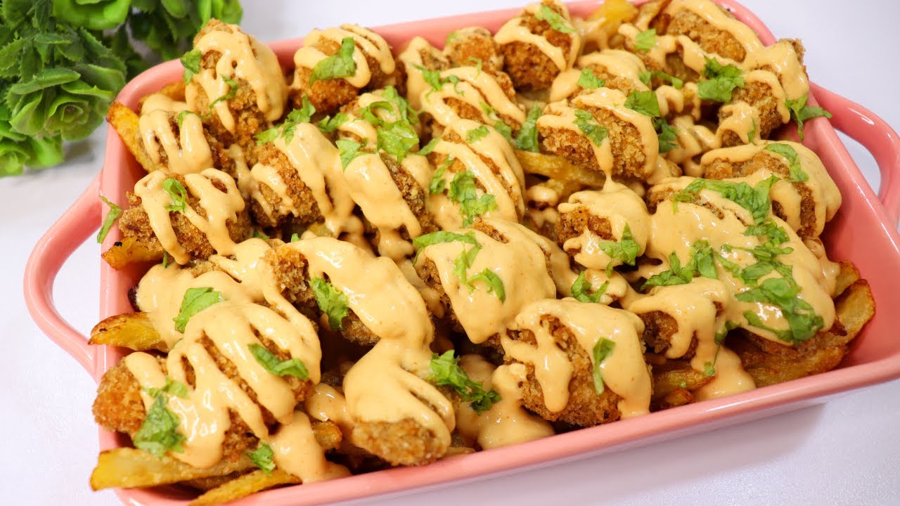 Chicken Loaded Fries With Cheese Sauce Recipe | Delicious Loaded Fries Recipe